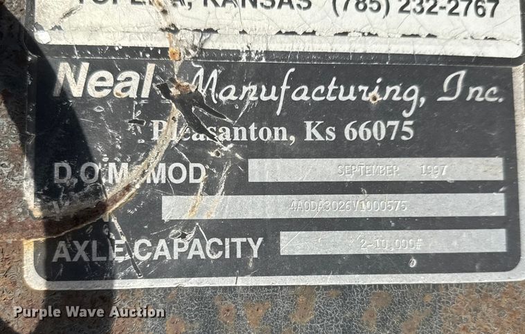 image for item ET4326 1997 Neal equipment trailer