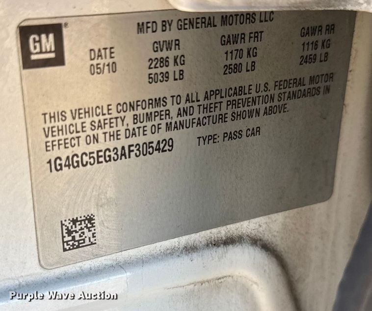 image for item ET4379 2010 Buick Lacrosse CXL 