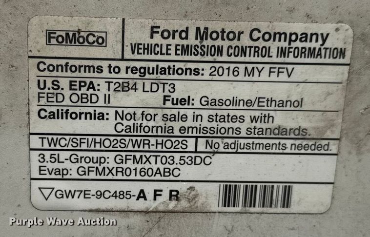 image for item ET4388 2016 Ford F150 pickup truck