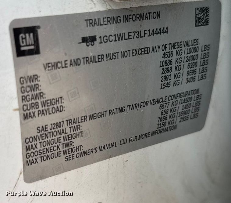 image for item ET4395 2020 Chevrolet Silverado 2500HD Crew Cab pickup truck