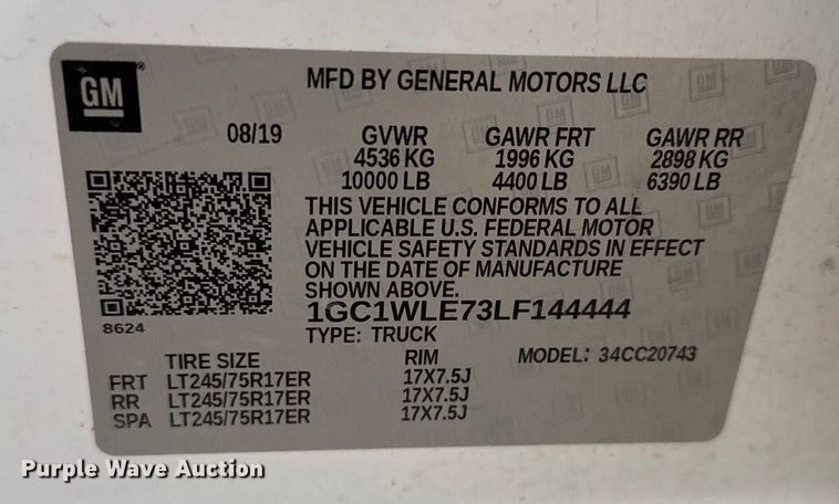 image for item ET4395 2020 Chevrolet Silverado 2500HD Crew Cab pickup truck