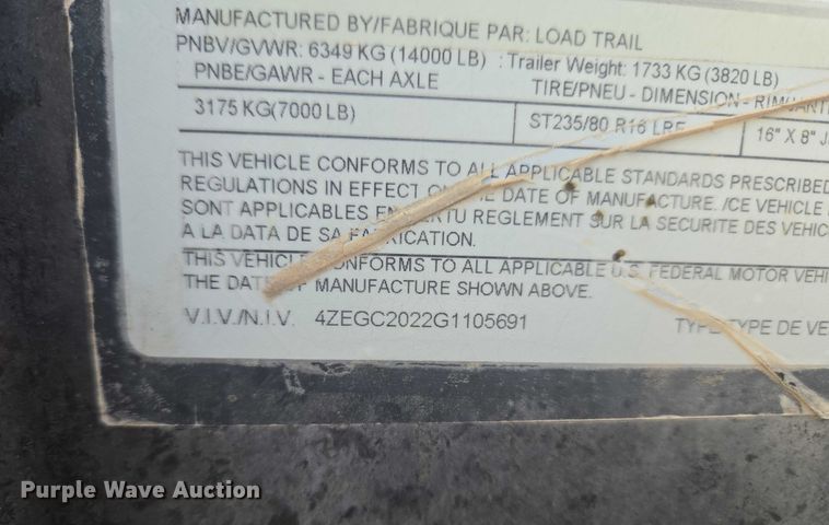 image for item ET5266 2016 Load Max by Load Trail equipment trailer with pressure washer