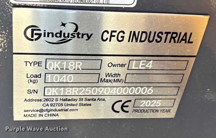 image for item EU0257 2025 CFG Industrial QK18R mini excavator