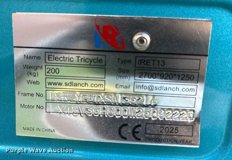 image for item EU0260 2025 IR IRET13 electric tricycle