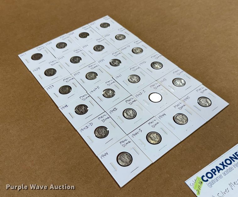 image for item EU4035 (24) Silver Mercury dimes coins