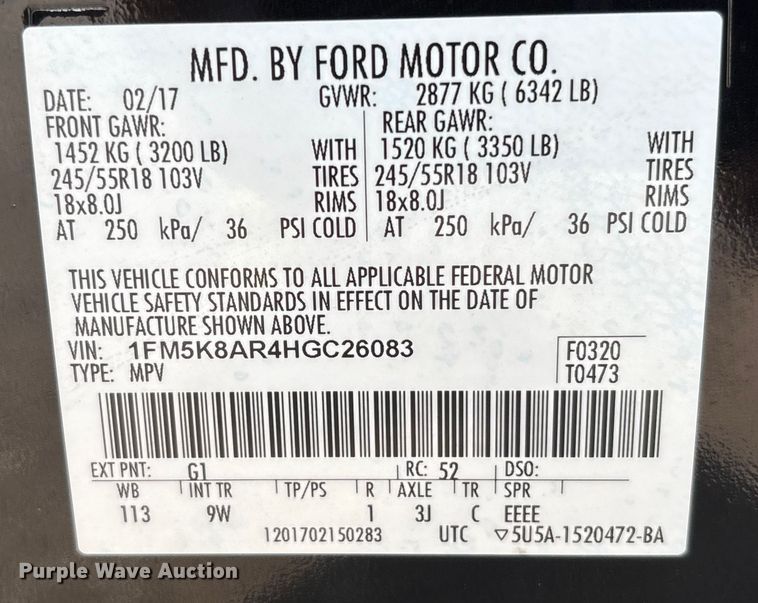 image for item EU7133 2017 Ford Explorer Police Interceptor SUV