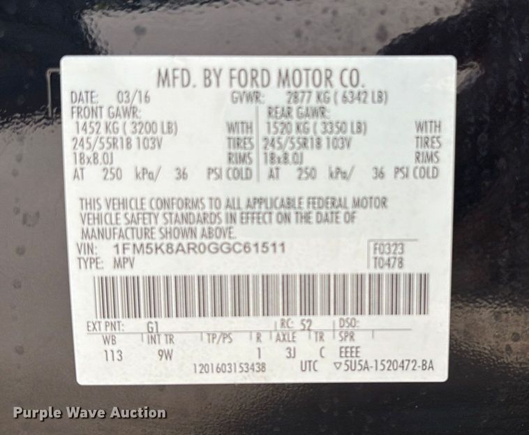 image for item EU7134 2016 Ford Explorer Police Interceptor SUV