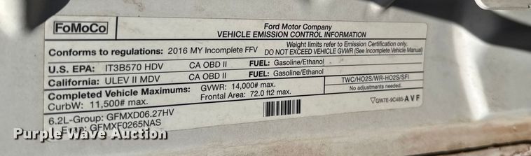 image for item FB0563 2016 Ford F350 Super Duty XL Crew Cab utility bed pickup truck