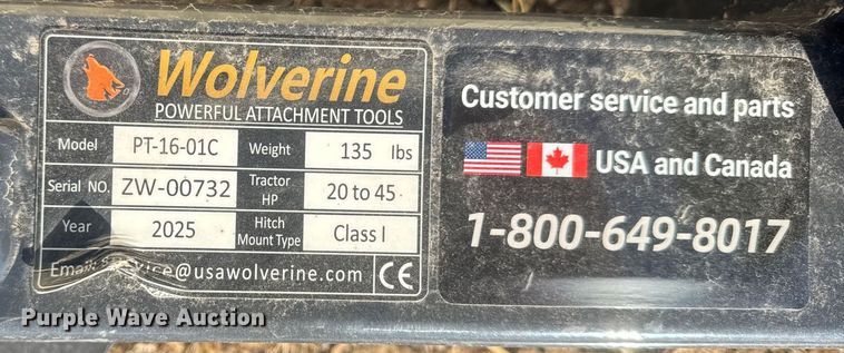 image for item FB0612 Wolverine PT-16-01C skid steer three point plate