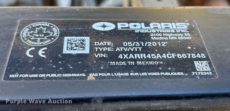 image for item FG1746 2012 Polaris Ranger utility vehicle