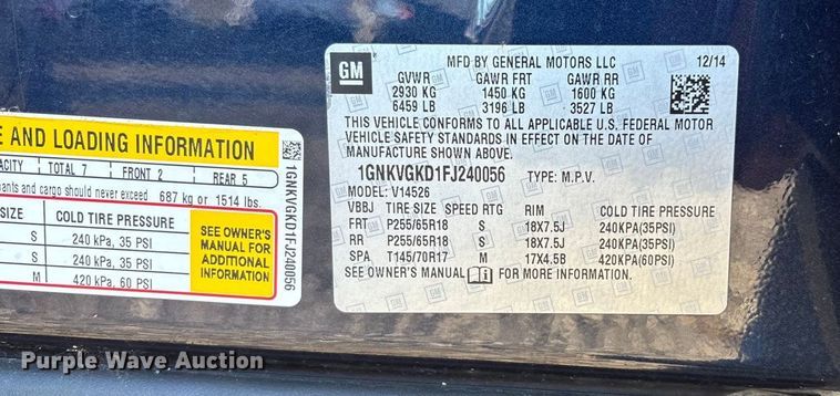 image for item FG1753 2015 Chevrolet Traverse SUV