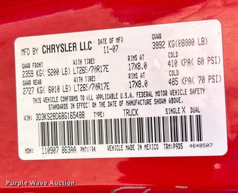 image for item FG1758 2008 Dodge Ram 2500 Ext. Cab pickup truck