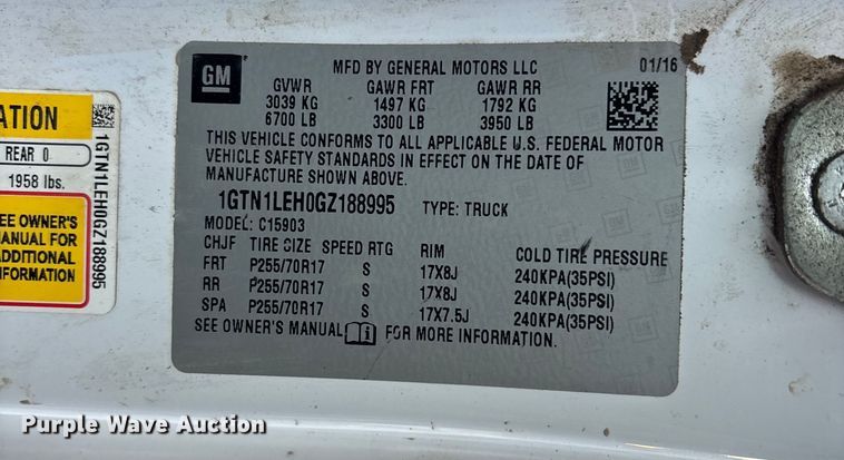 image for item FG1759 2016 GMC Sierra 1500 pickup truck