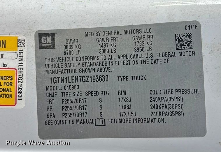 image for item FG1760 2016 GMC Sierra 1500 pickup truck