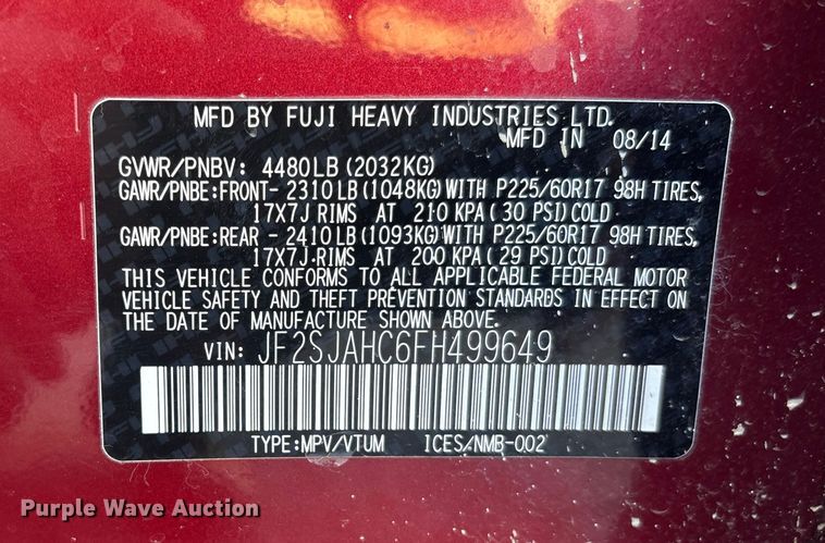 image for item FG2517 2015 Subaru Forester SUV