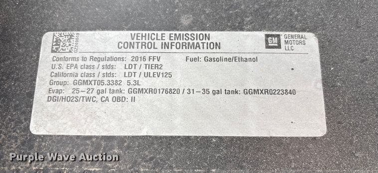 image for item FG2550 2016 Chevrolet Silverado pickup truck