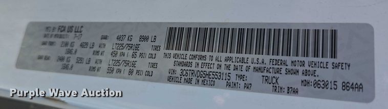 image for item FI0761 2017 RAM ProMaster 2500 van