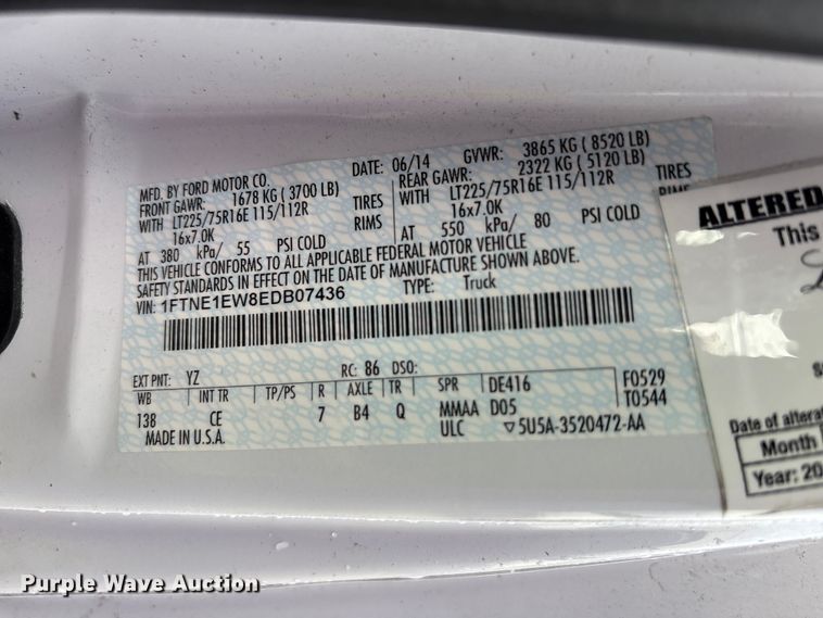 image for item FK1096 2014 Ford E150 van