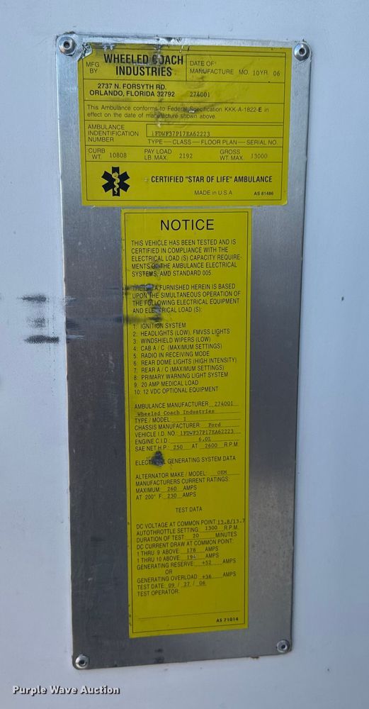 image for item NU9691 2007 Ford F350 Super Duty ambulance