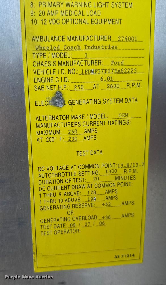 image for item NU9691 2007 Ford F350 Super Duty ambulance