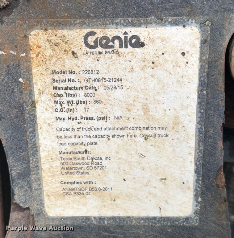 image for item YA1883 2014 Genie GTH-844 telehandler