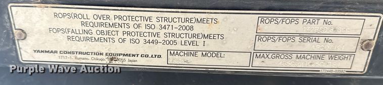 image for item DQ4207 Yanmar VIO35-6A mini excavator