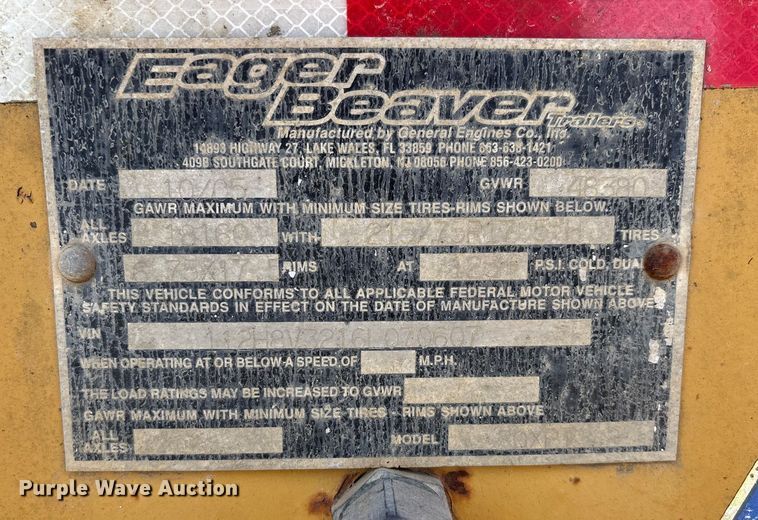 image for item DW7406 2007 Eager Beaver 20XPT equipment trailer