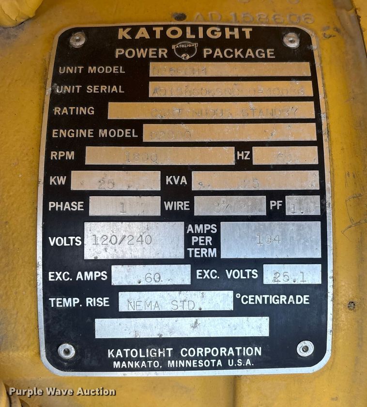 image for item DW7427 Katolight D25FGH4 generator