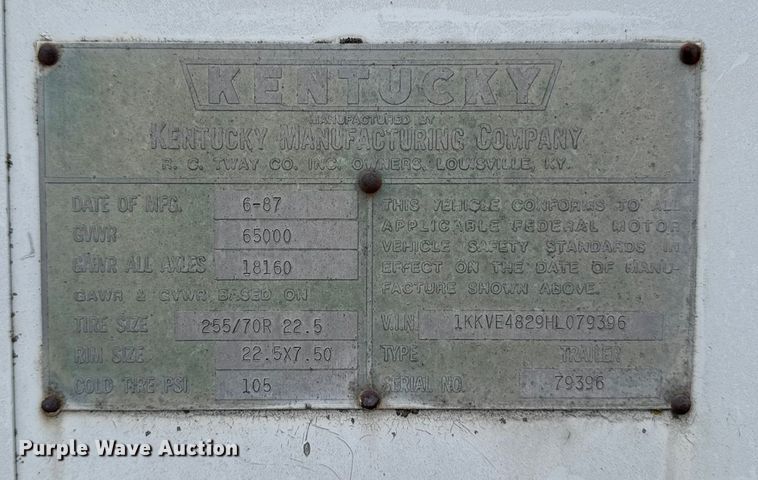 image for item EA2202 1987 Kentucky Electronics dry van trailer