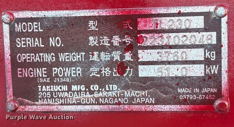 image for item EA7141 2013 Takeuchi TL230 Series 2 tracked skid steer loader