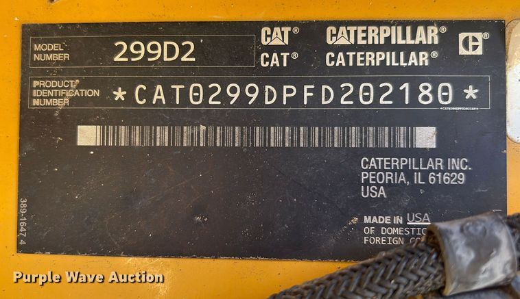 image for item EA7142 2017 Caterpillar 299D2 tracked skid steer loader