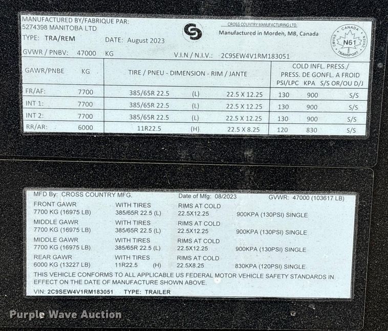 image for item EA7173 2024 Cross Country Manufacturing 494SDX side dump trailer