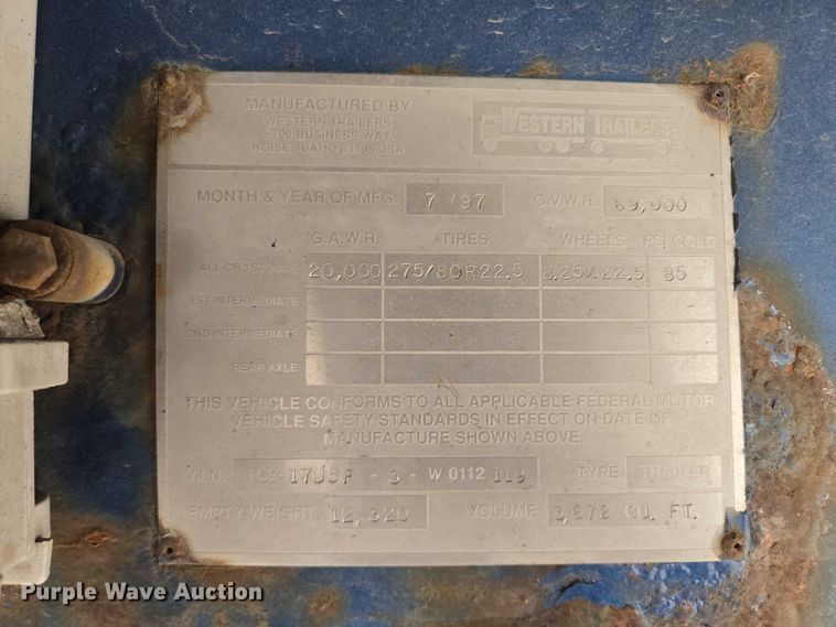 image for item EB1063 1998 Western Trailers side curtain trailer