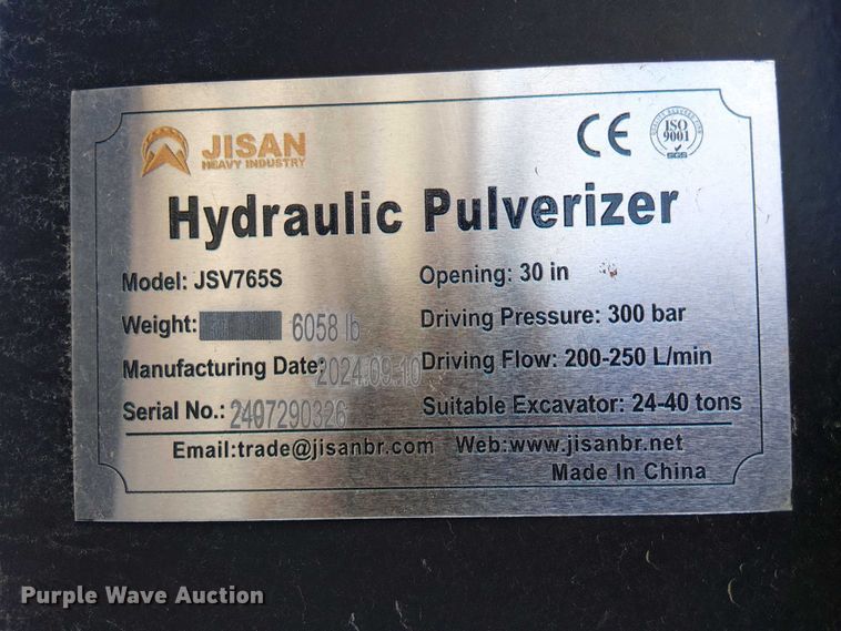image for item EE5102 2024 Jisan JSV765S hydraulic pulverizer