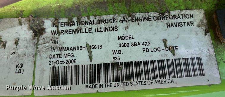 image for item EF6212 2009 International MA025 delivery truck