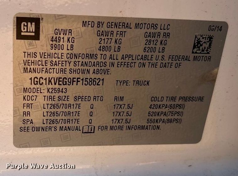 image for item EF6221 2015 Chevrolet Silverado 2500HD Crew Cab utility bed pickup truck