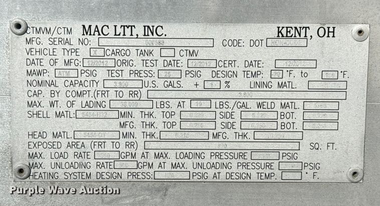 image for item EG1800 2013 Mack GU713 vacuum truck