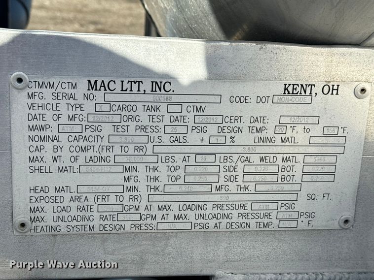 image for item EG1800 2013 Mack GU713 vacuum truck