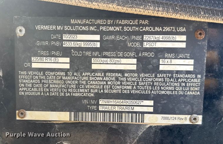 image for item EG1813 2024 Vermeer LP573SDT vacuum excavator