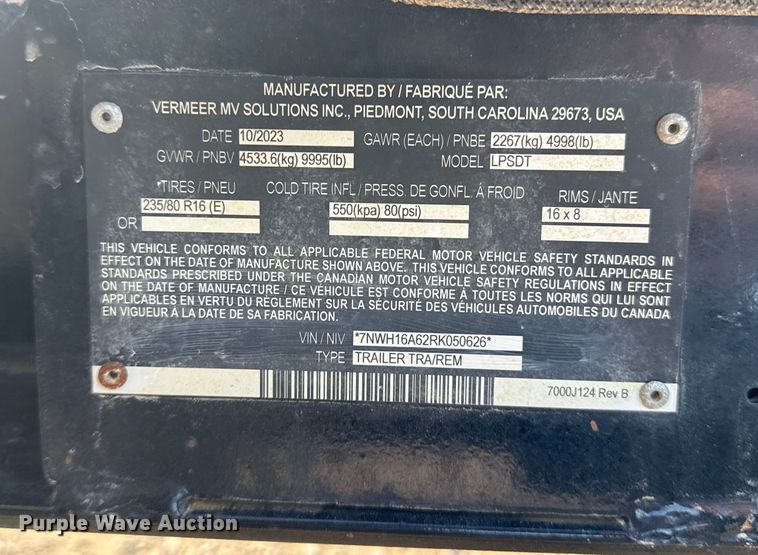 image for item EG1814 2022 Vermeer LP573SDT vacuum excavator