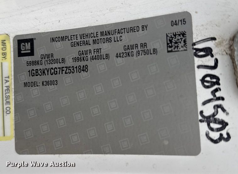 image for item EG1826 2015 Chevrolet Silverado 3500HD utility bed pickup truck