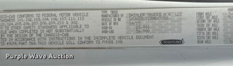 image for item EG1905 2016 Freightliner 108SD crane truck