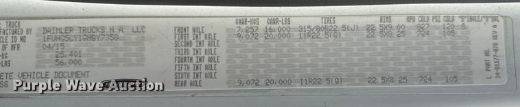 image for item EG1905 2016 Freightliner 108SD crane truck