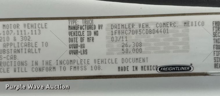 image for item EG1949 2012 Freightliner Business Class M2 crane truck