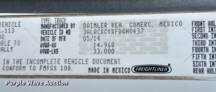 image for item EG1951 2015 Freightliner Business Class M2 utility / service truck