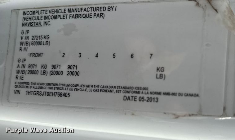 image for item EG1956 2014 International 7600 digger derrick truck