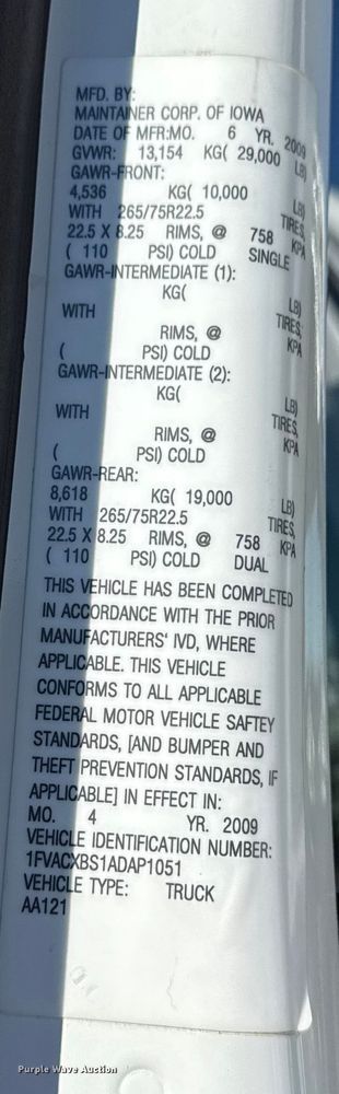 image for item EG1959 2010 Freightliner Business Class M2 utility / service truck