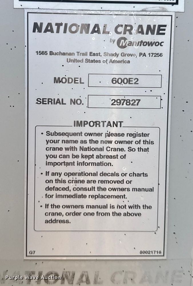 image for item EG1962 2012 Freightliner 114SD crane truck