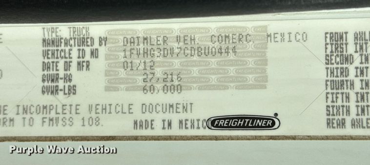 image for item EG1962 2012 Freightliner 114SD crane truck