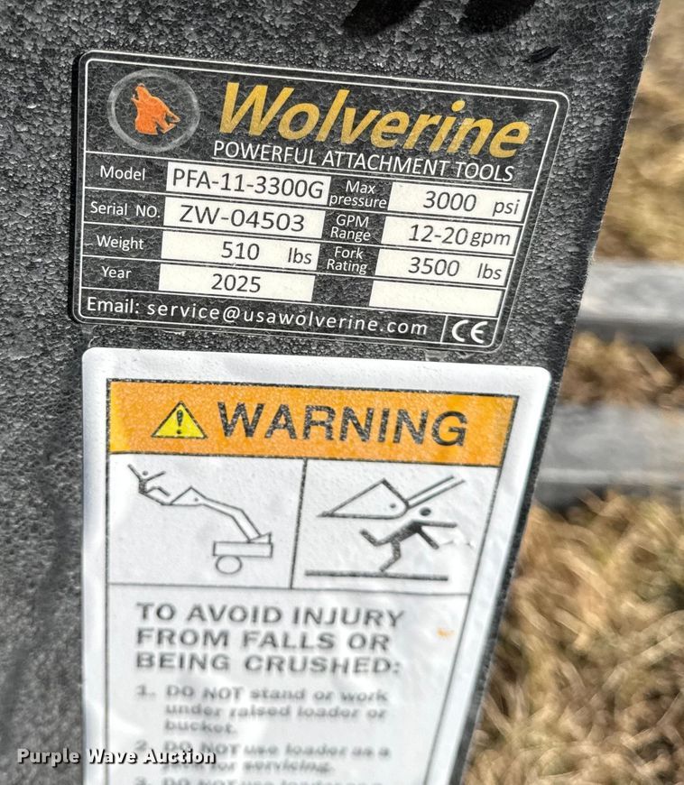 image for item EN0217 2025 Wolverine skid steer forks